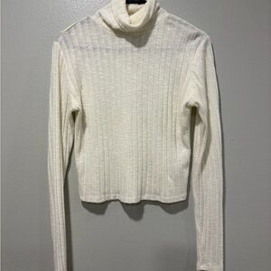 Garage Cream Ribbed Turtleneck Sweater